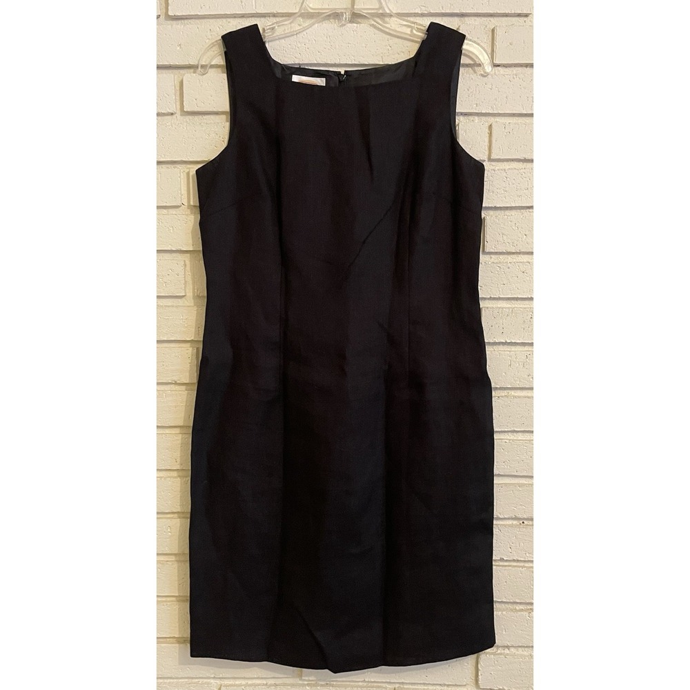 Talbots Black Irish Linen Sleeveless Knee Length Fitted Sheath Dress Size 8